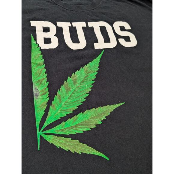 Spencer’s Black “BUDS” Graphic Tee with Green Cannabis Leaf – Size XL - Picture 4 of 6